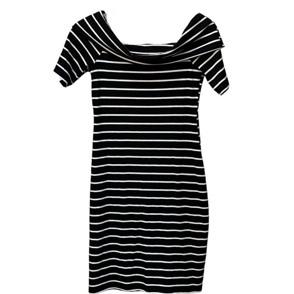 Juicy Couture Black White Ribbed Striped Sheath‎ Dress Y2K Vintage Size Medium - Picture 3 of 8